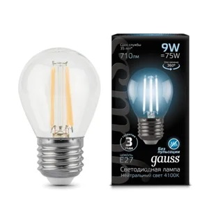 Лампа Gauss LED Filament Globe E27 9W 4100K Улыбка Света